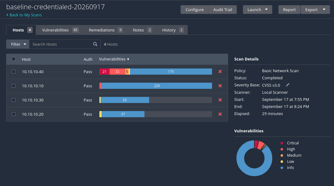 Nessus scan results